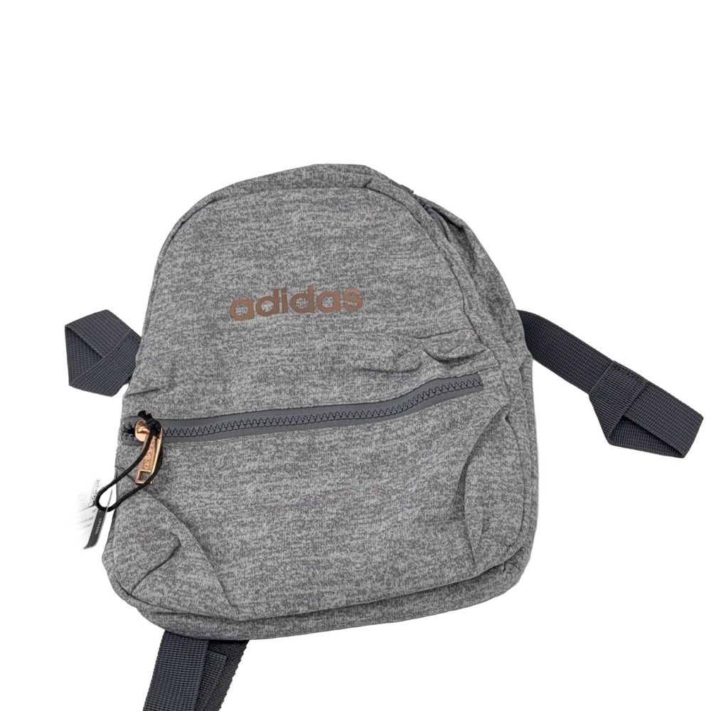 Adidas Grey Rose Gold Accents Mini Backpack Popular Style Compact Versatile